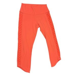 Lululemon Orange Athletic Leggings Cropped Mesh Detail Size 8